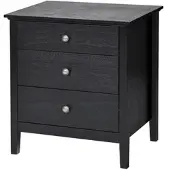 Costway Nachttisch 3 Schubladen 61 x 46 x 66 cm Schwarz