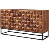 Wohnling Sideboard 145x81x45 cm Sheesham Massivholz / Metall Anrichte Kommode mit zwei Türen Kommodenschrank Holz Industrial Standschrank Wohnzimmer