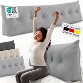 ELONEO Rückenkissen – Keilkissen fürs Bett & Sofa, abnehmbarer Bezug, praktisches Seitenfach Handy 1 St Kissen