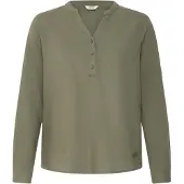 Oxmo Langarmbluse "Langarmbluse OXAnja", Damen, Gr. 42, braun (kalamata), Obermaterial: 55% Leinen LI. 45% Viskose CV., Blusen Langarmbluse