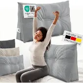 ELONEO Rückenkissen – Keilkissen fürs Bett & Sofa, abnehmbarer Bezug, praktisches Seitenfach 1 St Kissen