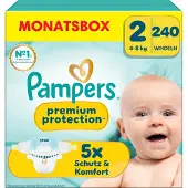 Pampers Premium Protection New Baby Größe 2 Mini 4-8 kg Monatsbox 240 Stück