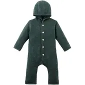 BORNINO HOME Wollfleece-Overall mit Klappbündchen aus Merinowolle, gruen, 74