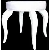 Casa Padrino Barock Sitzhocker Weiß / Weiß - Designer Rundhocker - Luxus Qualität