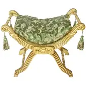 Casa Padrino Barock Sitzhocker - Kreuzhocker Grün Muster / Gold - Antik Möbel