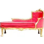 Casa Padrino Barock Chaiselongue Palace in Rot und Gold, 172 x 64 x 106 cm, handgefertigtes Antik Stil Replikat