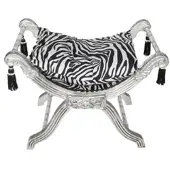 Casa Padrino Barock Sitzhocker - Kreuzhocker Zebra / Silber - Möbel