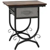 Costway Nachttisch mit Stoffschublade Beistelltisch Sofatisch Braun