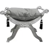Casa Padrino Barock Sitzhocker - Kreuzhocker Grau / Silber - Möbel