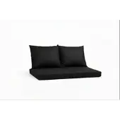 Setgarden Triple Outdoor Palettenkissen Set 120x50x10cm Sitzkissen + Rückenkissen 2x60x50cm 1tlg Schwarz