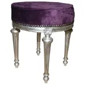 Casa Padrino Barock Sitzhocker / Rundhocker Lila / Silber