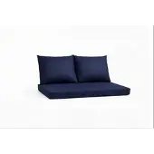 Setgarden Triple Outdoor Palettenkissen Set 120x40x10cm Sitzkissen + Rückenkissen 2x60x50cm 1tlg Marine