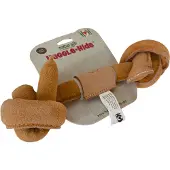 HuggleHounds Naturals geknoteter Kauknochen aus Leder für den Hund