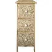 HTI Kommode Melia schmal 3 Schubladen Blätter-Design Artisaneiche-Weiß