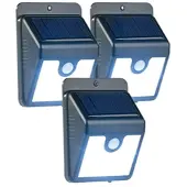 Autre 3er-Set Solar-LED-Wandleuchten mit Bewegungssensor & Nachtlicht, 50 lm