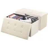 Autre 2er-Set faltbare 2in1-Sitzbänke und -truhen, 80 l, bis 300 kg, beige