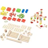 Playtastic Großer Kugelbahn-Bausatz aus Holz, 100-teilig