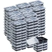 Rosenstein & Söhne 105er-Set Lebensmittel-Boxen mit je 3 Trennfächern und Deckeln, 850 ml