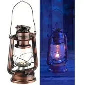 Lunartec LED-Sturmleuchte im Öllampen-Design, Flammen-Imitation, bronzefarben