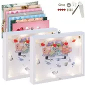 INFACTORY 2er-Set 8in1-3D-Bilderrahmen-Spardosen mit Licht, Acrylglas
