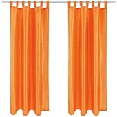 Arsvita 2er Pack Gardine Blickdicht Alessia mit Schlaufen 140 cm x 245 cm Orange