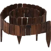 Relaxdays Beeteinfassung, 200 cm lang, flexibel, Sichthöhe: 10 cm, zum Stecken, Holz, Beetzaun, Rasenkante, dunkelbraun
