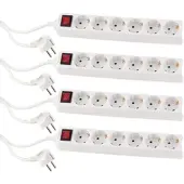 Pearl 4er Pack Schaltbare 6-fach-Steckdosenleiste mit Kinderschutz,