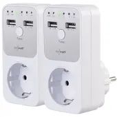 Revolt 2er-Set digitale Dual-USB- & 230-V-Steckdosen-Countdown-Timer