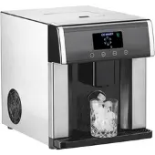 Rosenstein & Söhne Eiswürfelmaschine & Wasserspender V2 mit XL-Display, Edelstahl-Gehäuse
