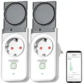 Luminea Home Control 2er Outdoor-WLAN-Steckdose, Energiekostenmesser, App, Matter