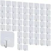 INFACTORY 60er-Set Klebehaken, transparent, wasserresistent, 10 kg Tragkraft