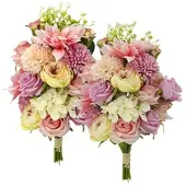 INFACTORY 2er-Set künstliche Blumensträuße mit Stiel für DIY-Blumenarrangements