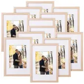 Your Design 12er-Set Bilderrahmen aus Holz, bruchsicheres Acrylglas, A4, Eiche