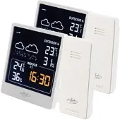 INFACTORY 2er-Set Wetterstation mit Außensensor, VA-Farbdisplay, weiß