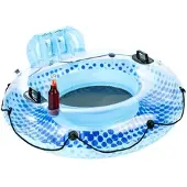 INFACTORY Aufblasbarer Schwimmring mit Rückenlehne und Getränkehalter