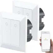 Luminea Home Control 2er-Set Doppel-Lichttaster mit WLAN, App und Sprachsteuerung
