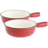 Rosenstein & Söhne 2er-Set Käsefondue-Töpfe aus Gusseisen, 24 cm