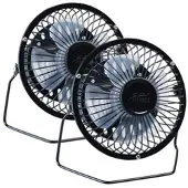 Sichler Haushaltsgeräte 2er-Set Mini-Akku-Tischventilatoren, Vollmetall, 360° neigbar, Ø 10 cm