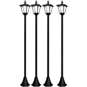 ROYAL GARDINEER 4er-Set Solar-LED-Laternen, 2 Meter hoch, PIR- & Licht-Sensor, 200 lm