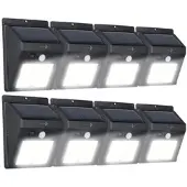 Lunartec 8er-Set Solar-LED-Wandleuchten mit Bewegungsmelder, 100 Lumen, IP44