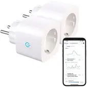 Luminea Home Control 2er-Set 2in1-WLAN-Steckdose, bidirektionale Strom-Messung, 16 A, App