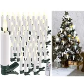 Lunartec 60er-Set LED-Weihnachtsbaumkerzen mit täuschend echter Flamme, weiß