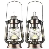Lunartec 2er-Set helle LED-Sturmlampen mit Akku, 200 lm, 3W, warmweiß, bronze