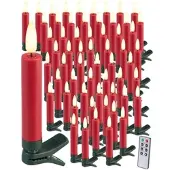 Lunartec 60er-Set LED-Weihnachtsbaumkerzen mit täuschend echter Flamme, rot