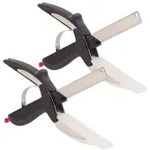 Rosenstein & Söhne 2er Pack 2in1-Küchenschneider-Schere mit Messer und int