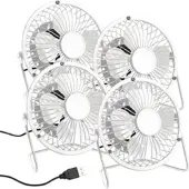 Sichler Haushaltsgeräte 4er-Set Mini-USB-Tischventilatoren, Vollmetall, neigbar um 360°, 2,5 W