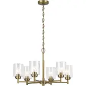 Kichler Elstead Winslow Kronleuchter E27 6-fach Naturmessing Glas mit Luftbläschen