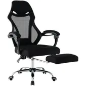 Costway Ergonomischer Bürostuhl mit Einziehbarer Fußstütze Schwarz