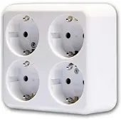 McPower Schutzkontakt-Steckdose 4-fach ''Finery'', 250V/16A,AP,Einsteckschutz,weiß