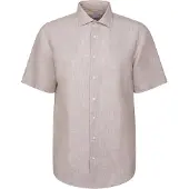 Seidensticker Leinenhemd "Schwarze Rose", Herren, Gr. M (39), normale Ärmellängen, beige, 100% Leinen, unifarben, regular fit, Hemden Leinenhemd, Regular 1/2 Kentkragen Uni